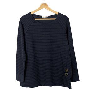 Neon Buddha Navy Blue Striped Long Sleeve Button Detail S